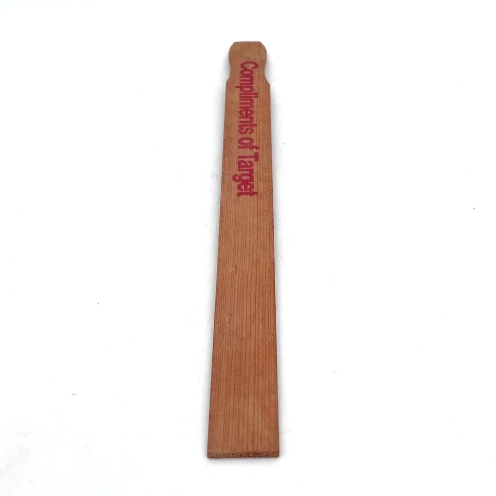 Vintage Compliments of Target Branded Wooden Paint Stir Stick Red Lettering 14" - Picture 6 of 9
